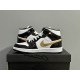 Air Jordan 1 Mid Patent Black White Gold